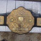 WCW NWA CRUMRINE BIG GOLD WRESTLING CHAMPIONSHIP HAND TEXTURED BELT BLACK LEATHER STRAP ADULT SIZE