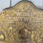 WCW NWA CRUMRINE BIG GOLD WRESTLING CHAMPIONSHIP HAND TEXTURED BELT BLACK LEATHER STRAP ADULT SIZE