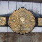 WCW NWA CRUMRINE BIG GOLD WRESTLING CHAMPIONSHIP HAND TEXTURED BELT BLACK LEATHER STRAP ADULT SIZE