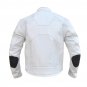 Men's White Leather Jacket Motorcycle Mesh Panel Cafe Racer Distressed Armor Biker