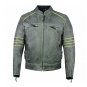 Men's Black Leather Jacket Motorcycle Yellow Piping Cafe Racer Distressed Armor Biker