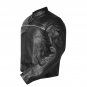 Men's Black Leather Jacket Motorcycle Mesh Panel White Piping Distressed Armor Fashion Jacket