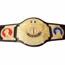 USA UNITED STATES WRESTLING CHAMPIONSHIP BELT ADULT SIZE BLACK LEATHER STRAP BELT