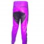 Men's Real Leather Biker Style Fashion Purple Black Strip Bluff Bdsm Police Pant Contrast Panel