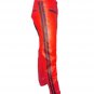 Men's Real Leather Biker Style Fashion Red Black Strip Bluff Bdsm Police Pant Contrast Panel