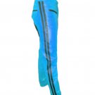 Men's Real Leather Biker Style Fashion Lime Blue Black Strip Bluff Bdsm Police Pant Contrast Panel