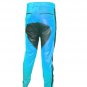 Men's Real Leather Biker Style Fashion Lime Blue Black Strip Bluff Bdsm Police Pant Contrast Panel