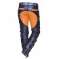 Men's Leather Biker Style Fashion Black Side Lace Up Disco Bluff Bdsm Pant Orange Contrast Panel