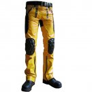 Men's Leather Biker Style Fashion Pant Quilt Panel Bluff Bdsm Yellow Pant Contrast Panel Work