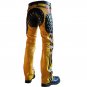 Men's Leather Biker Style Fashion Pant Quilt Panel Bluff Bdsm Yellow Pant Contrast Panel Work