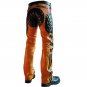Men's Leather Biker Style Fashion Pant Quilt Panel Bluff Bdsm Orange Pant Contrast Panel Work
