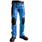 Men's Leather Biker Style Fashion Pant Quilt Panel Bluff Bdsm Blue Pant Contrast Panel Work