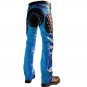 Men's Leather Biker Style Fashion Pant Quilt Panel Bluff Bdsm Blue Pant Contrast Panel Work