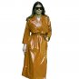 Women Orange Latex Fetish Wear Gothic Fashion Jacket Long Trench Overcoat