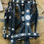 Western Engraved Silver Inlay Horse Black Leather Spanish Bridle & Reins Set Pony Size