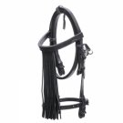 NEW Fancy Tack Horse Leather Bridle Black Color Fringe Style With Reins Full Size Bridle