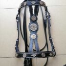Western Engraved Silver Inlay Horse Black Leather Spanish Bridle & Reins Set Size Draft