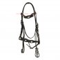 New Western Engraved Silver Inlay Horse Black Leather Spanish Bridle & Reins Set Size Draft