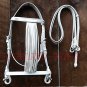 NEW Fancy Tack Horse Leather Bridle White Color Fringe Style With Reins Full Size Bridle