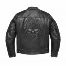 Men's Harley Davidson Blouson CUIR Skull Reflective Jacket Biker Leather Jacket Size 7XL