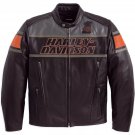Men's Harley Davidson Biker Blocked B&S Black Leather Jacket Motorcycle Jacket Size XL