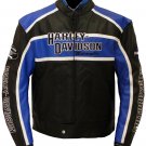 Men’s Harley Davidson CLASSIC BLUE CRUISER Jacket Motorcycle Real Leather Jacket Size 7XL