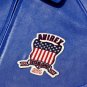 Men AVIREX Bomber Jacket American Flight Jacket Basket Ball Blue Leather Jacket Size XS