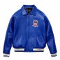 Men AVIREX Bomber Jacket American Flight Jacket Basket Ball Blue Leather Jacket Size 6XL