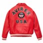 Men's AVIREX Bomber Jacket American Flight Jacket Basket Ball Red Leather Jacket Size 5XL