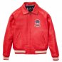 Men's AVIREX Bomber Jacket American Flight Jacket Basket Ball Red Leather Jacket Size L