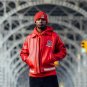 Men's AVIREX Bomber Jacket American Flight Jacket Basket Ball Red Leather Jacket Size M