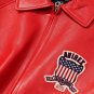 Men's AVIREX Bomber Jacket American Flight Jacket Basket Ball Red Leather Jacket Size 6XL