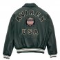 Men's AVIREX Bomber Jacket American Flight Basket Ball Green Real Leather Jacket Size 5XL