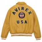 Men's AVIREX Bomber Jacket American Flight Jacket Basket Ball Yellow Jacket Size 6XL