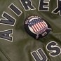 Men's AVIREX Bomber Jacket American Flight Jacket Basket Ball Olive Green Jacket Size 2XL