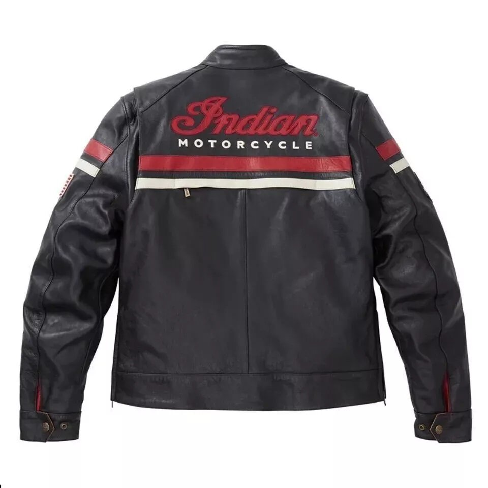 New Men's Indian Motorcycle Black New Style genuine Cowhide Leather Biker Jacket Size XL