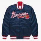 MLB 80 Vintage Satin Atlanta Braves Varsity Baseball Jacket Embroidery Logos size 2XL