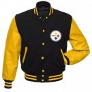Letterman Pittsburgh Steelers Varsity Jacket Wool with Real Leather Sleeves All sizes