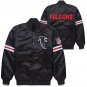 Men Atlanta Falcons Black Satin Full Snap Jacket With Embroidery Logos All Sizes