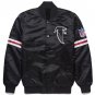 Men Atlanta Falcons Black Satin Full Snap Jacket With Embroidery Logos All Sizes