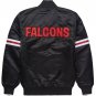 Men Atlanta Falcons Black Satin Full Snap Jacket With Embroidery Logos All Sizes