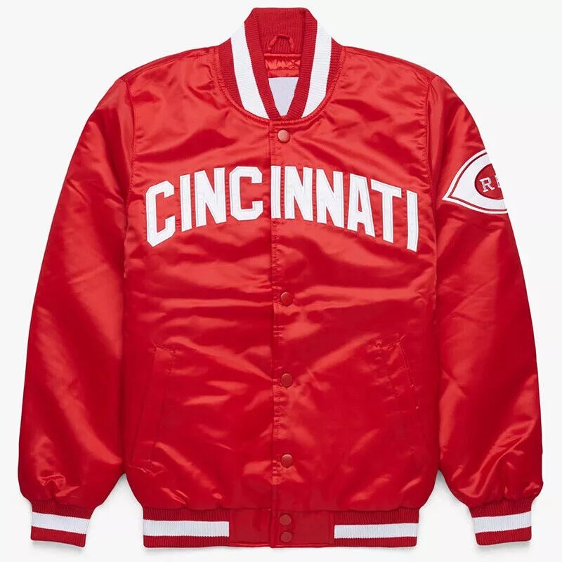 MLB Vintage 80's Cincinnati Reds Satin Baseball Letterman Varsity Jacket All sizes