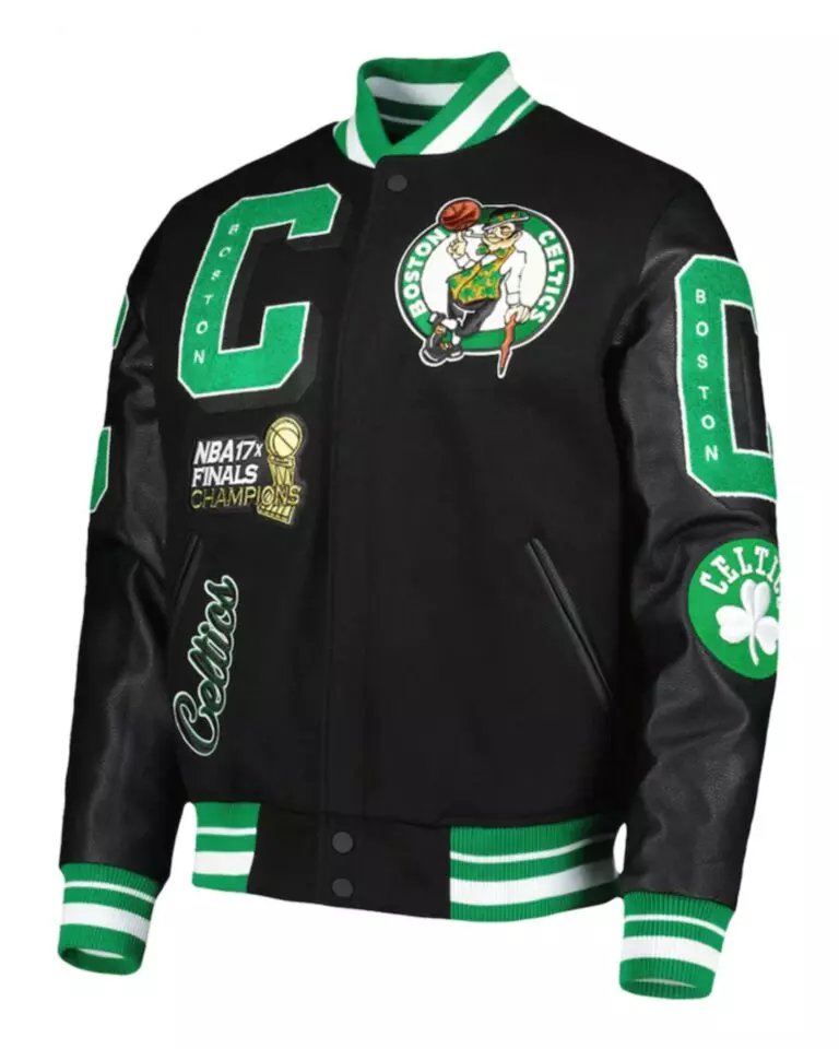 Letterman NBA Boston Celtics Varsity Jacket With Real Leather Sleeves All sizes