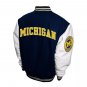Michigan Wolverines Blue And White Wool Varsity Jacket With Real Leather Sleeves All sizes