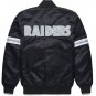 Oakland Raiders Black Satin Varsity Fan Bomber Jacket Embroidery Logos All Sizes