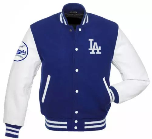 Letterman Los Angeles Dodgers Baseball Wool Jacket With Real Leather Sleeves All sizes