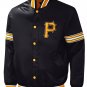 Men Pittsburgh Pirates Black Satin Full Snap Jacket With Embroidery Logos All sizes