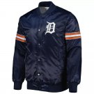 MLB Letterman Detroit Tigers Vintage 80 Navy Blue Satin Varsity Baseball Jacket All sizes