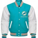 Men’s Blue and White Miami Dolphins Varsity Jacket Size Available