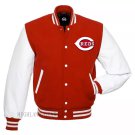 Men MLB Cincinnati Reds Letterman Varsity Jacket Leather Sleeves Size Available